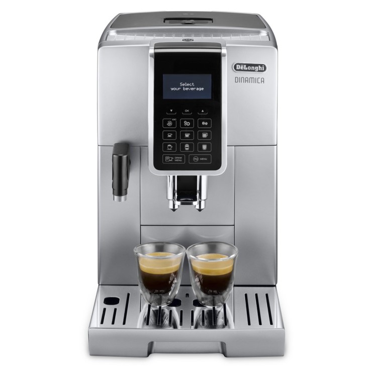 DeLonghi Dinamica Fully Automatic Bean to Cup Coffee Machine - Silver - Includes Free Set of 6 Cappucino Glasses Worth £56.99