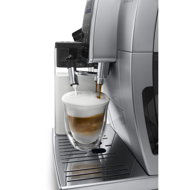DeLonghi Dinamica Fully Automatic Bean to Cup Coffee Machine - Silver - Includes Free Set of 6 Cappucino Glasses Worth £56.99