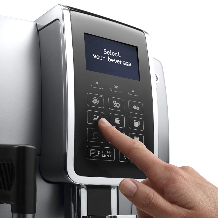 DeLonghi Dinamica Fully Automatic Bean to Cup Coffee Machine - Silver - Includes Free Set of 6 Cappucino Glasses Worth £56.99