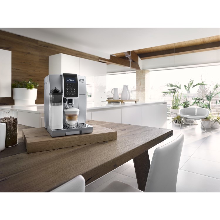 DeLonghi Dinamica Fully Automatic Bean to Cup Coffee Machine - Silver - Includes Free Set of 6 Cappucino Glasses Worth £56.99