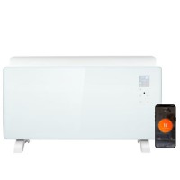 GRADE A1 - electriQ 2000W Smart Curved Designer Glass Panel Heater - Wall Mountable & Bathroom Safe - White