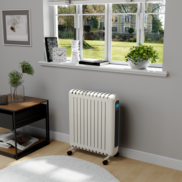 electriQ 2400W Smart Oil-Free Radiator With LED Display - White