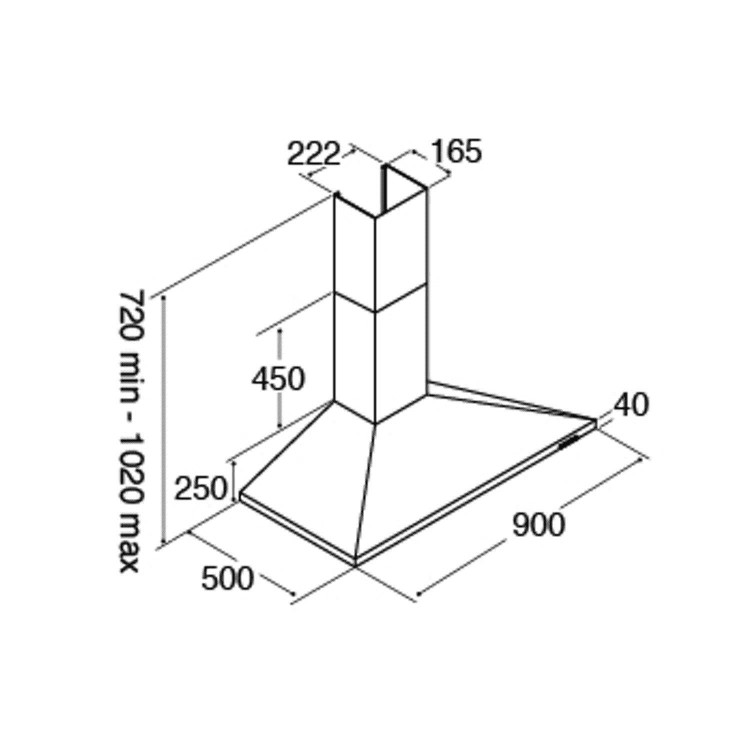 CDA 90cm Chimney Cooker Hood - Stainless Steel