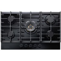 Rangemaster ECL75HPNGFBL/BL Eclipse 75cm Five Burner Gas Hob With 3.8kW Wok Burner - Black Rangemaster ECL75HPNGFBL/BL Eclipse 75cm Five Burner Gas Hob With 3.8kW Wok Burner - Black