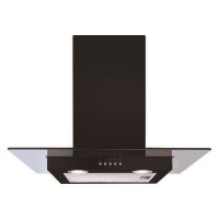 CDA 60cm Flat Glass Chimney Cooker Hood - Black