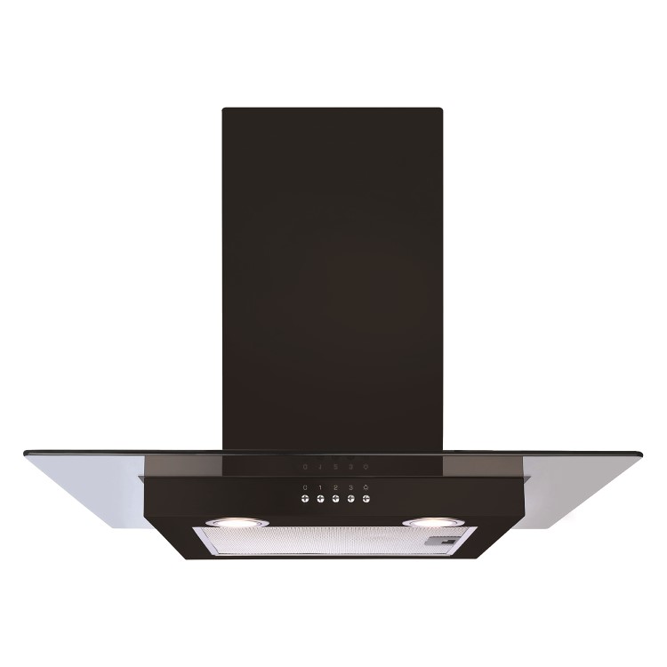 CDA 60cm Flat Glass Chimney Cooker Hood - Black