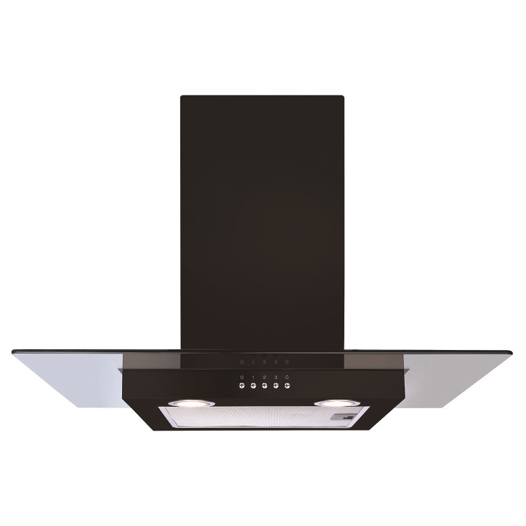 CDA ECN72BL 70cm Flat Glass Chimney Cooker Hood - Black