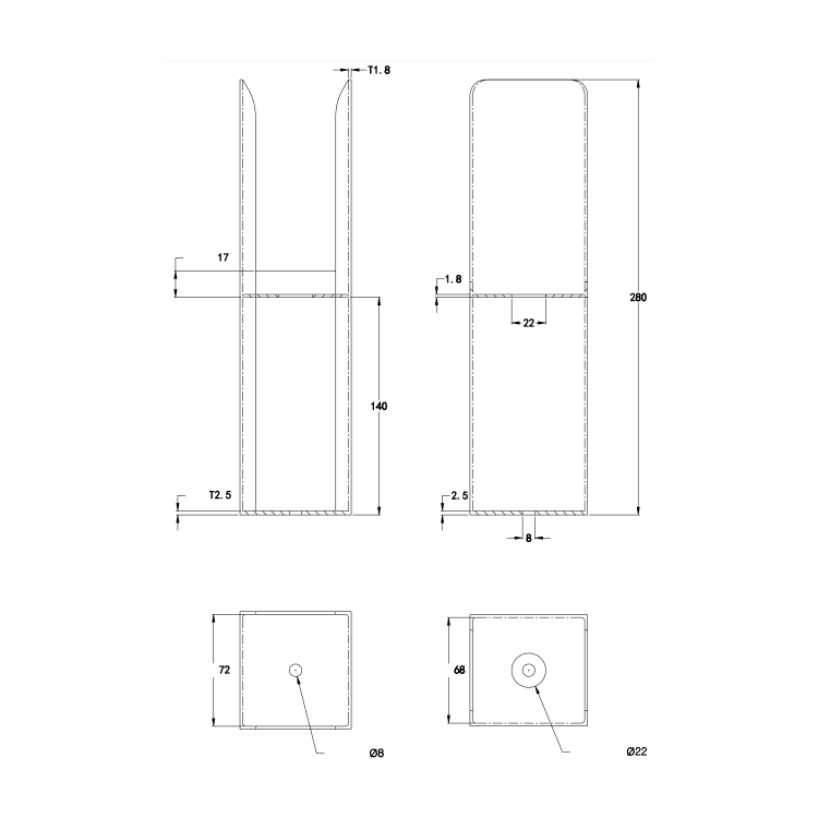 Eco Eleganza White Designer Radiator Feet -Suitable for Double Panel Aluminium Radiator