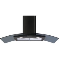CDA ECP112BL Curved Glass 110cm Chimney Cooker Hood Black
