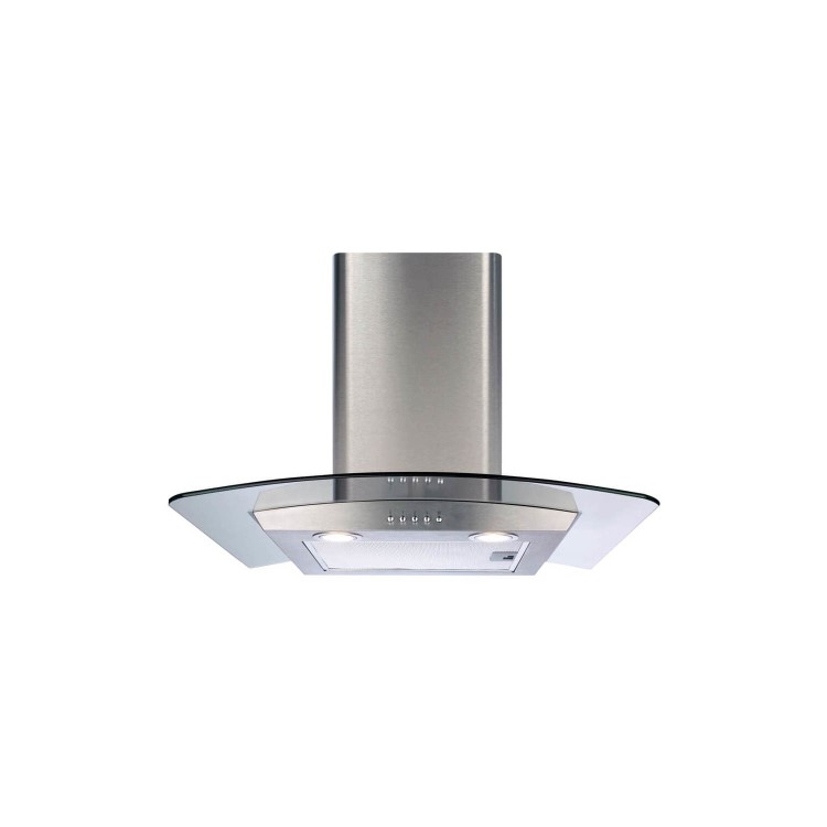 Refurbished CDA ECP62SS 60cm Curved Glass Chimney Cooker Hood Stainless Steel