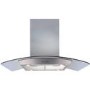 Refurbished CDA ECPK91SS 90cm Curved Glass Island Cooker Hood with LED Lights Stainless Steel