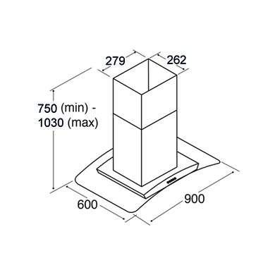 Refurbished CDA 90cm Curved Glass Island Cooker Hood - Stainless Steel