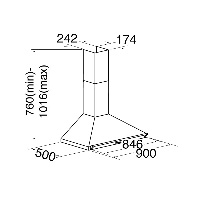CDA ECR90CM 90cm Traditional Chimney Cooker Hood - Cream