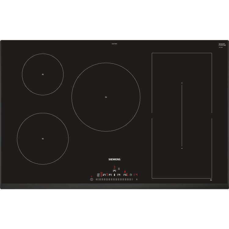 Siemens ED851FWB1E iQ500 3 Sided Bevelled Frameless Finish 802 mm Induction Hob - Black