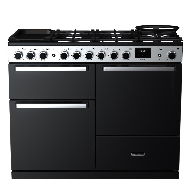 Rangemaster Edge Deluxe 110cm Dual Fuel Range Cooker - Black Glass