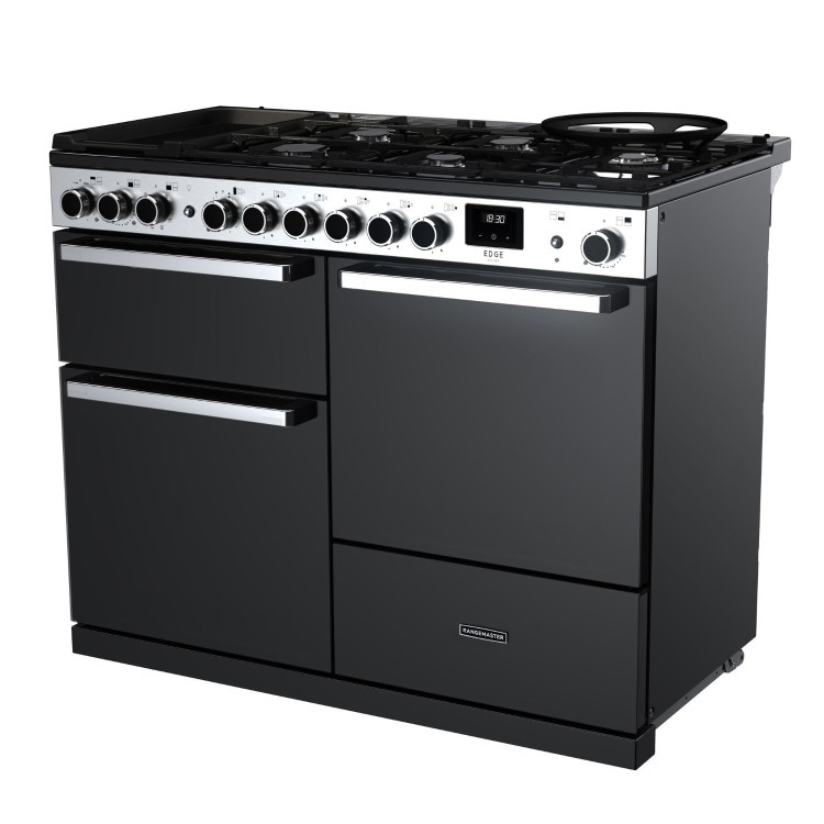 Rangemaster Edge Deluxe 110cm Dual Fuel Range Cooker - Black Glass