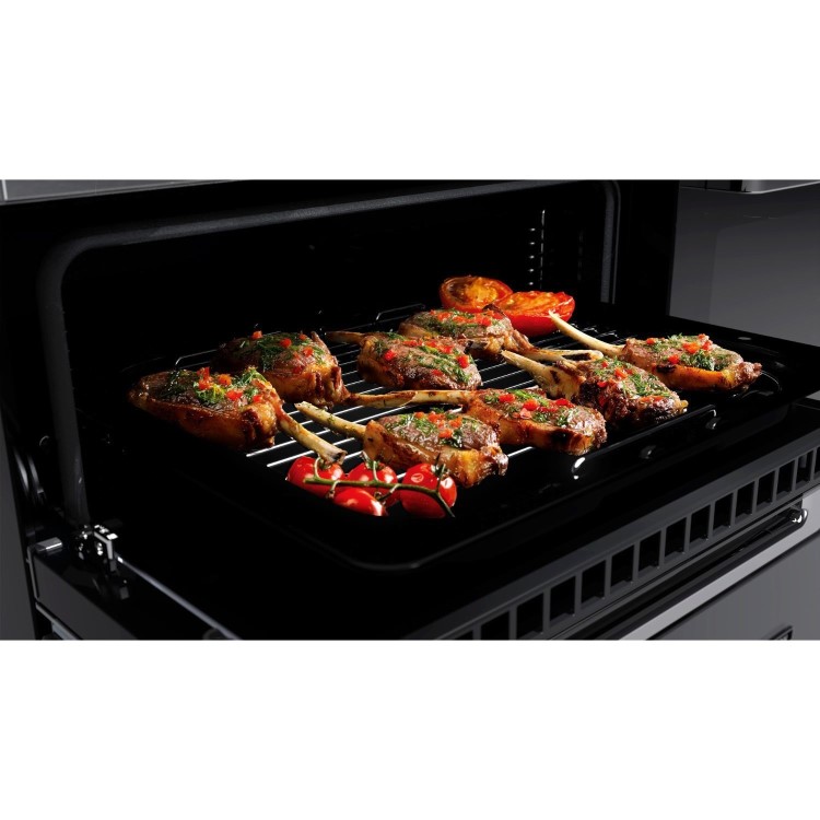 Rangemaster Edge Deluxe 110cm Dual Fuel Range Cooker - Black Glass