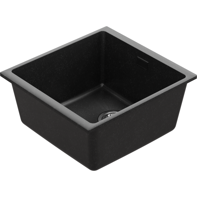 1 Bowl Black Granite Composite Inset or Undermount Kitchen Sink & Waste - 430 x 460mm - Eden