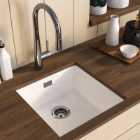 Single Bowl White Inset Granite Composite Kitchen Sink with Waste Kit - Enza Eden