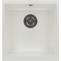 GRADE A1 - Single Bowl White Inset Granite Composite Kitchen Sink with Waste Kit - Enza Eden