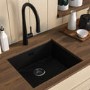 Single Bowl Black Inset Granite Composite Kitchen Sink with Waste Kit - Enza Eden