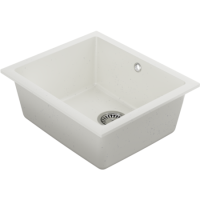 Single Bowl White Inset Granite Composite Kitchen Sink with Waste Kit - Enza Eden