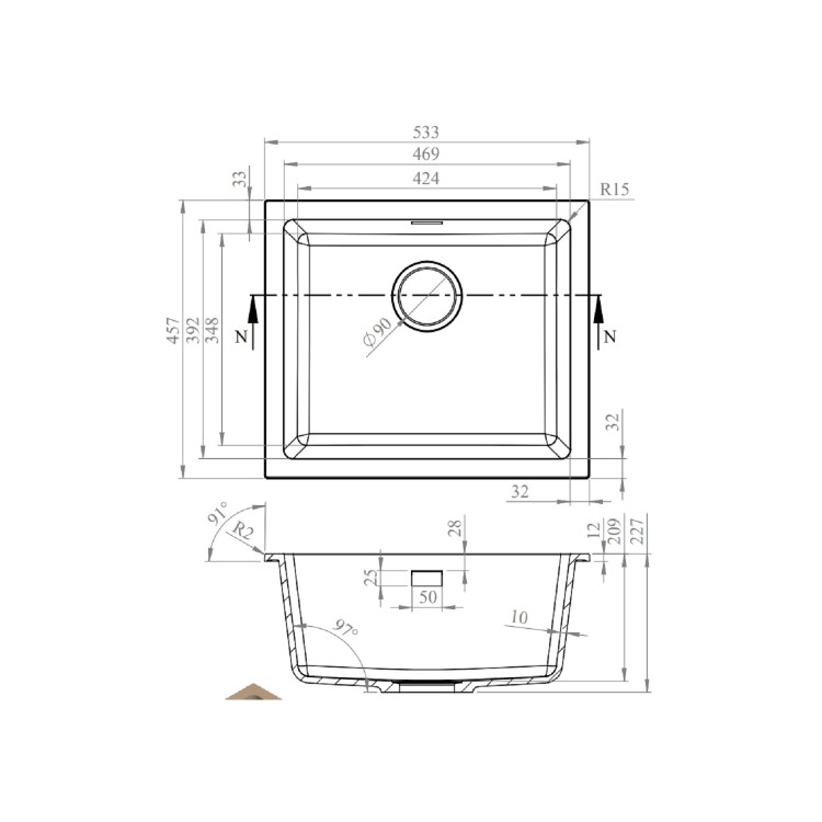 Single Bowl White Inset Granite Composite Kitchen Sink with Waste Kit - Enza Eden