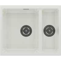 1.5 Bowl White Granite Composite Inset/Undermount Kitchen Sink & Waste Kit - 555 x 460mm - Eden