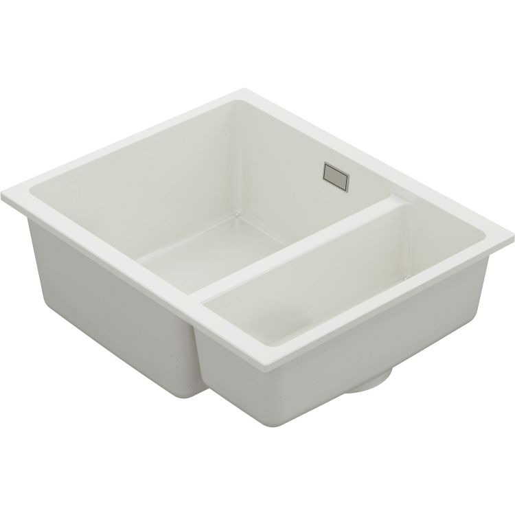 1.5 Bowl White Granite Composite Inset/Undermount Kitchen Sink & Waste Kit - 555 x 460mm - Eden