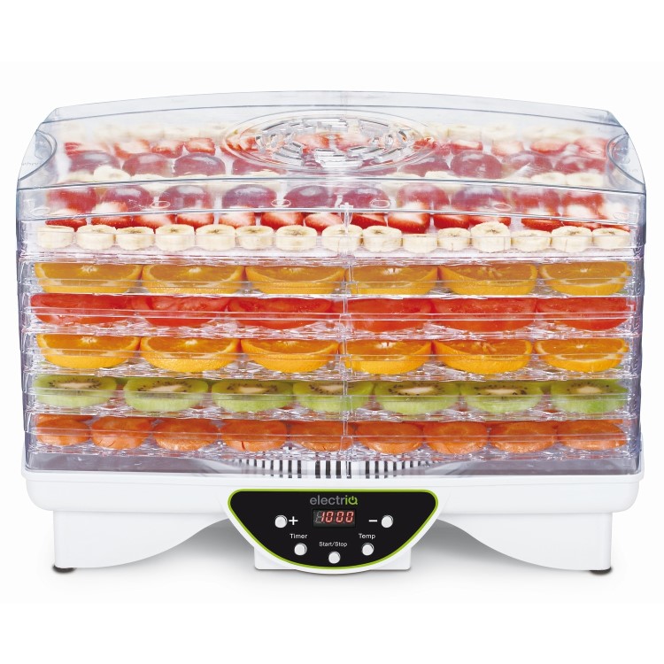 electriQ BPA Free Maxi Digital Food Dehydrator with 6 Collapsible Shelves