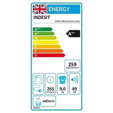 Refurbished Indesit EDPE945A2ECO Freestanding Heat Pump 9KG Tumble Dryer White