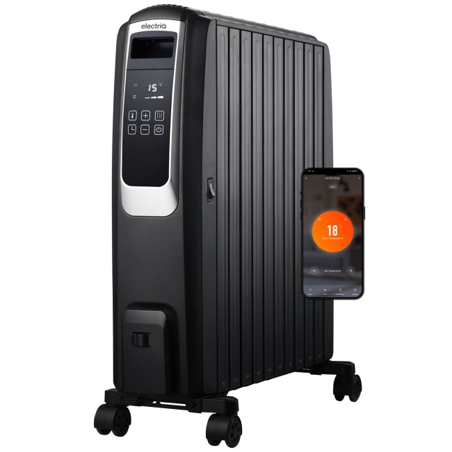 electriQ Portable 10 Fin Oil Filled Radiator - Black
