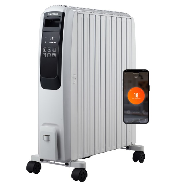electriQ Portable 10 Fin Oil Filled Radiator - White