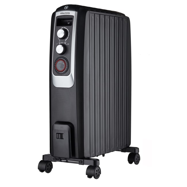 electriQ Portable 8 Fin Oil Filled Radiator - Black