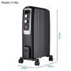 electriQ Portable 8 Fin Oil Filled Radiator - Black