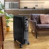 electriQ Portable 8 Fin Oil Filled Radiator - Black