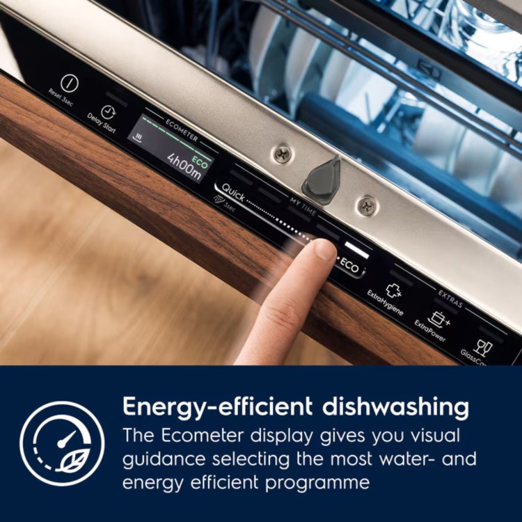 Electrolux 300 AirDry Integrated Slimline Dishwasher - Black control panel