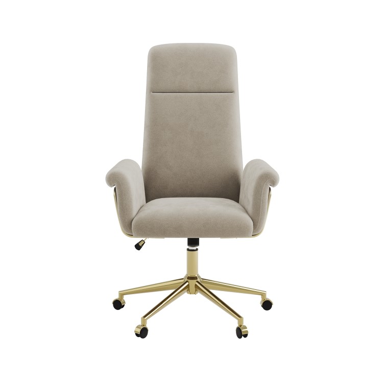 Beige Chenille High Back Swivel Office Chair - Effie