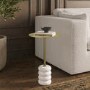 Small Gold and Marble Round Side Table - Effy