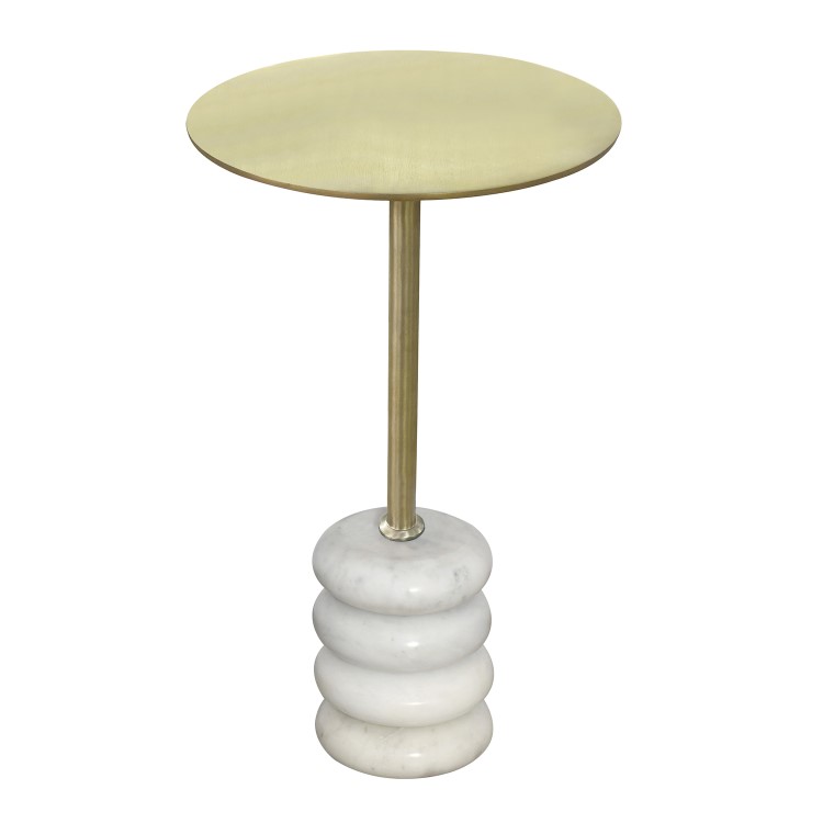 Small Gold and Marble Round Side Table - Effy