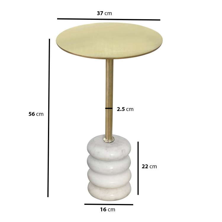 Small Gold and Marble Round Side Table - Effy