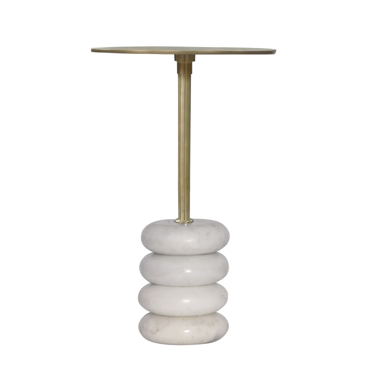 Small Gold and Marble Round Side Table - Effy