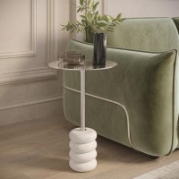 Small Chrome and Marble Round Side Table - Effy Small Chrome and Marble Round Side Table - Effy