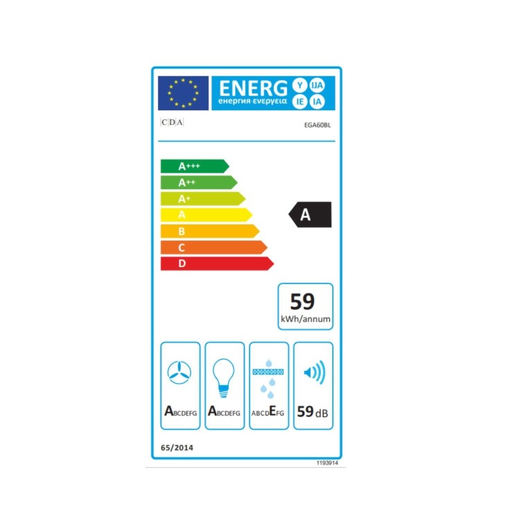 CDA 60cm Angled Chimney Cooker Hood with Hands Free Gesture Controls - Black