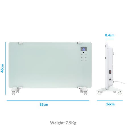 electriQ 2000W Smart Designer Glass Panel Heater Wall Mountable
