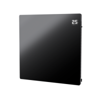 Refurbished - Low Energy 350W Smart Infrared Designer Glass Panel Heater - IP44 Bathroom Safe Wall Mountable or Free Standing 600x600mm - Black