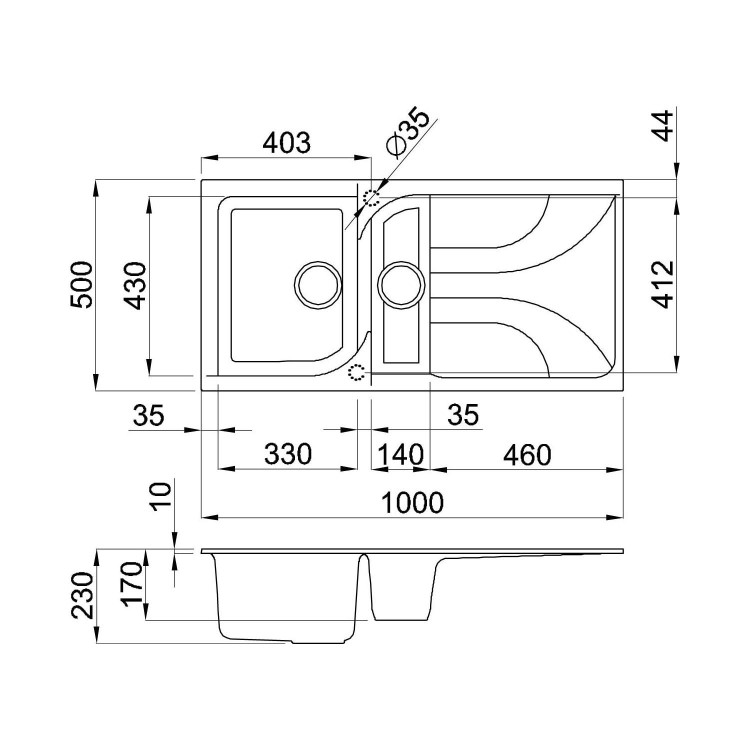 1.5 Bowl Inset Black Granite Composite Kitchen Sink with Reversible Drainer - Reginox