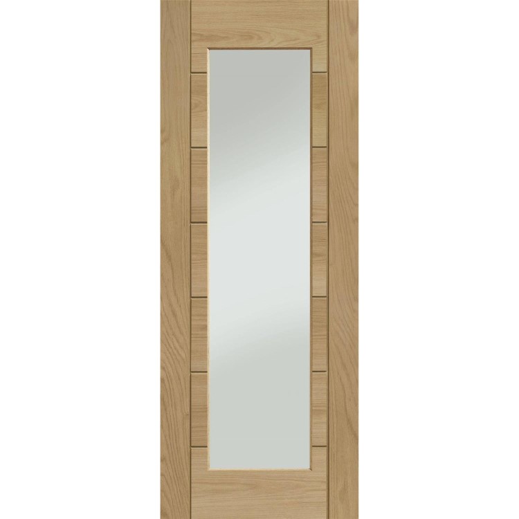 Palermo Essential 1 Light Internal Oak Door with Clear Glass - 1981 x 762 x 35 mm, Unfinished
