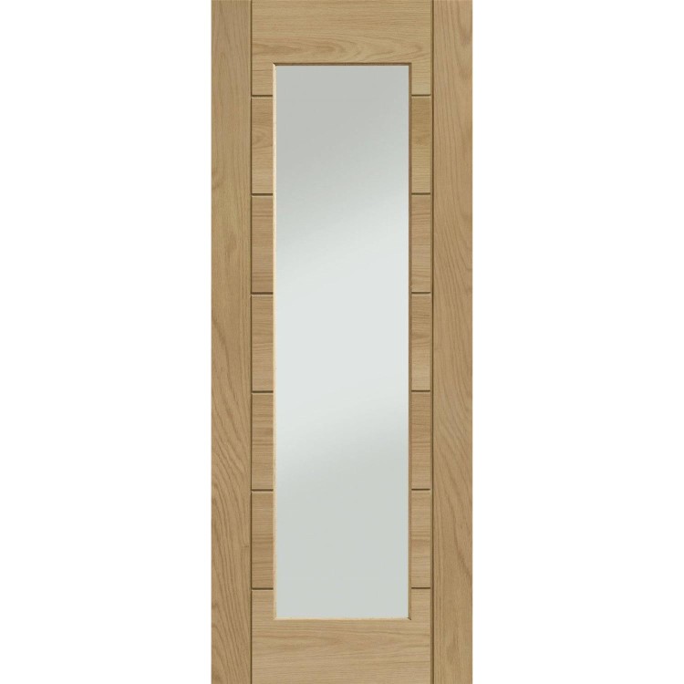 Palermo Essential 1 Light Internal Oak Door with Clear Glass - 1981 x 762 x 35 mm, Unfinished