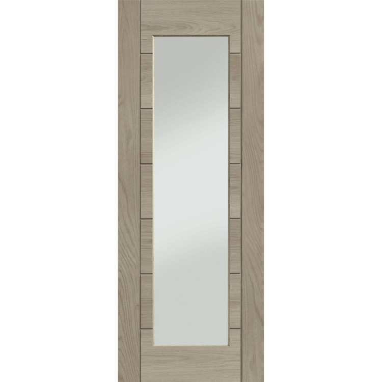 Palermo Essential 1 Light Internal Oak Door with Clear Glass - 2040 x 826 x 40 mm, Unfinished